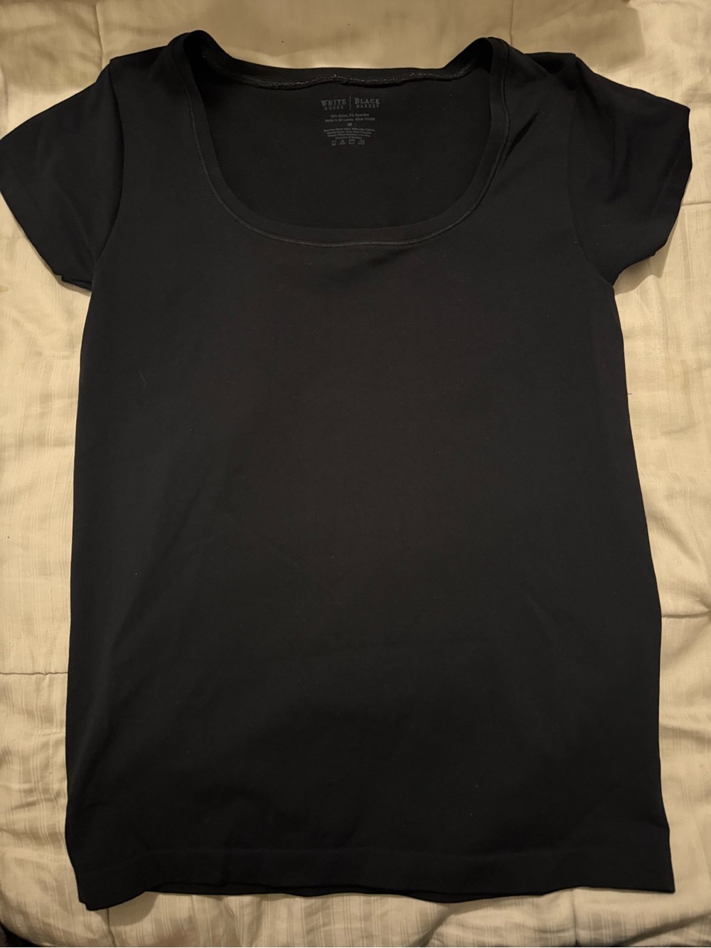 White House Black Market Black Scoop Neck Short Sleeve Top